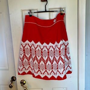 Anthropologie red skirt